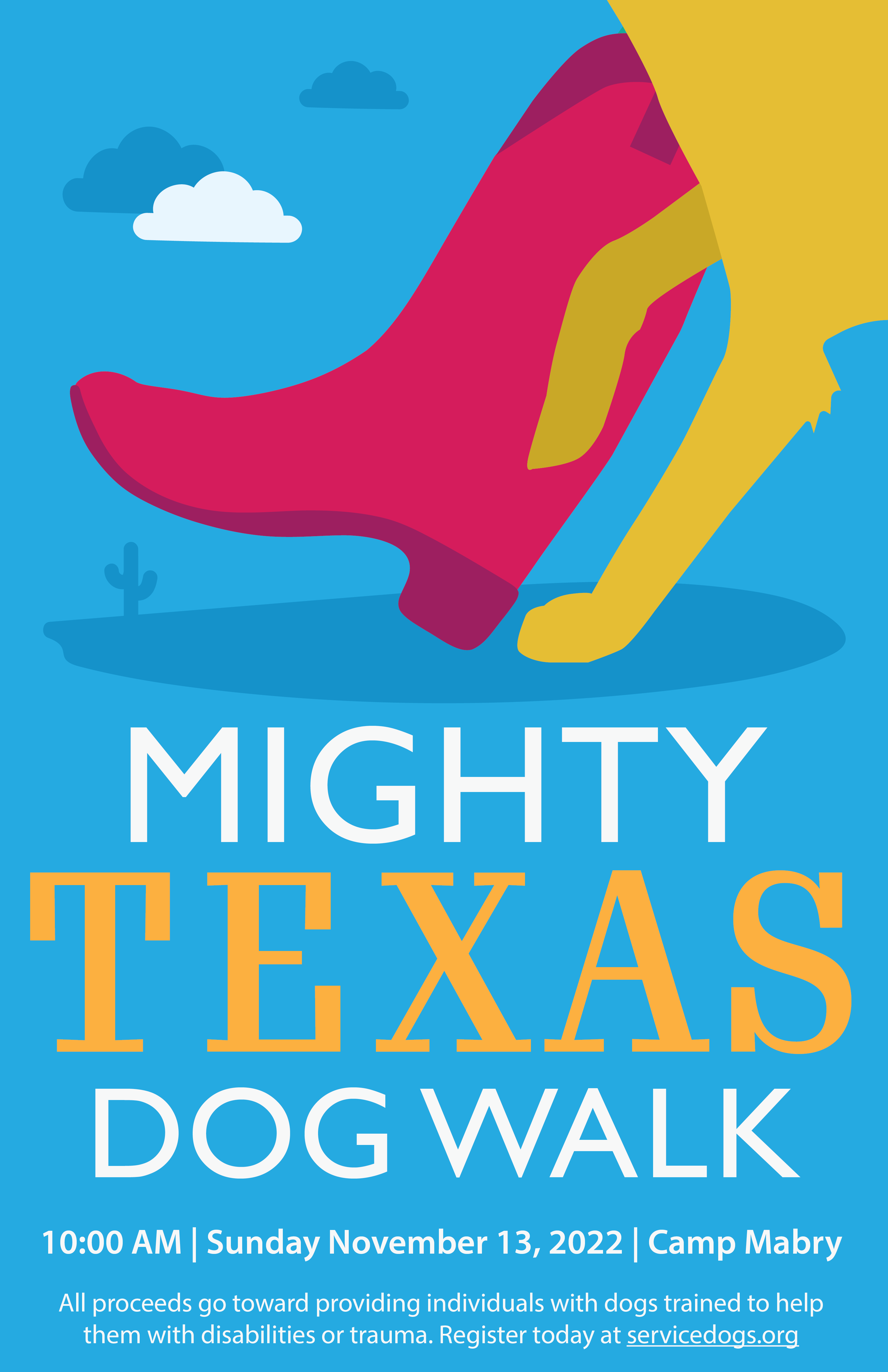 Mighty Texas Dog Walk Poster graphic design illustration
