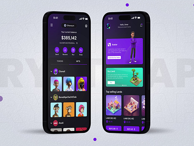 Metaverse - Mobile App Design avatar crypto wallet cryptocurrency marketplace metaverse mobile app design nft ui design wallet