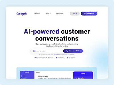 🤖 AI SaaS Hero Section 💬 ai automation chatbot clean design conversion figma hero section homepage landing page modern ui product design saas tech startup trial signup ui design uiux design uxui web design