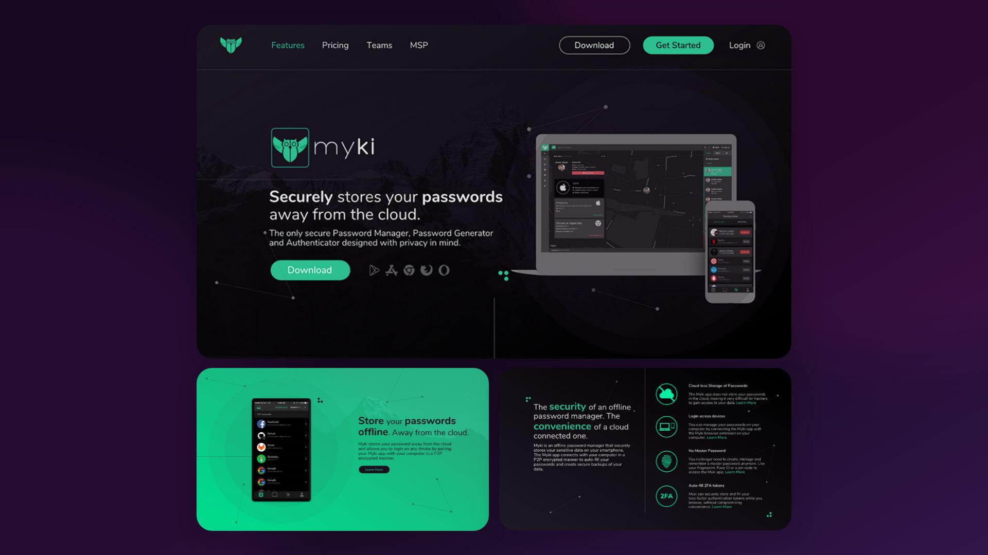MyKi Password Manager Landing Page ui user experience ux design web design