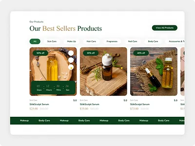 💚 Best Sellers UI Section – Clean & Responsive Design beauty best sellers clean design cosmetics discount section dribbble shots ecommerce figma minimal natural beauty product card product design responsive design shopping skincare ui design ui elements uiux web design
