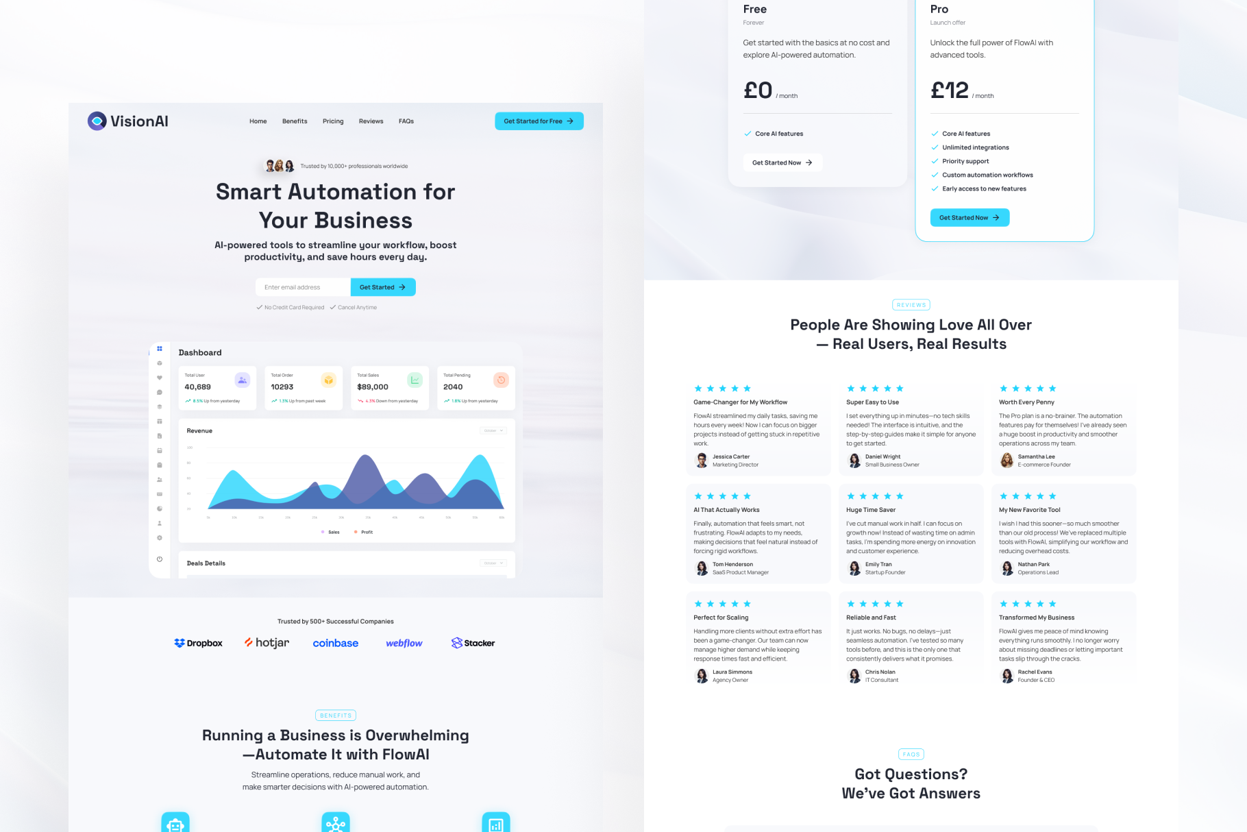 FlowAI – SaaS & AI Landing Page Design for Figma ai design software ui user experience ux web website