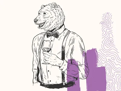 Cabernet art bear cabernet cartoon character character design design drawing grapes illustration vino oso wine