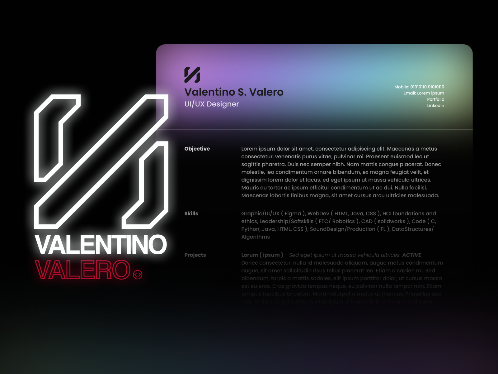 UI/UX Resume branding graphic design logo resume ui uiux