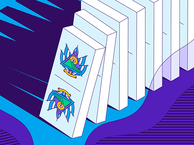 Blog Cover - El Salvador Domino article cover blog blog cover coat of arms crypt adoption crypto domino dominos el salvador falling hellsjells illustration paxful