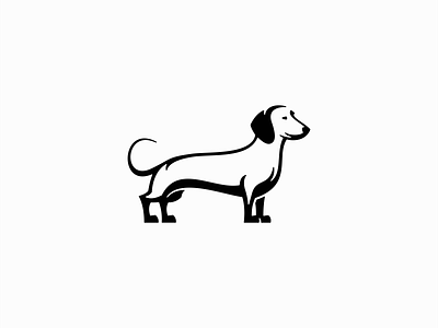Dachshund Dog Logo animal branding canine cute dachshund design dog emblem friend icon illustration logo mark mascot pet playful puppy vector vet wiener