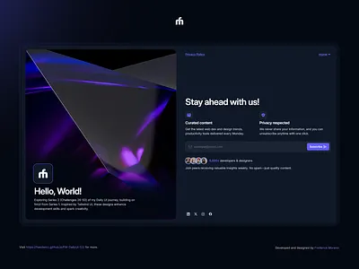 FM Daily UI S2 • 26 challenge 26 daily ui newsletter subscribe tailwindui ui ux web design