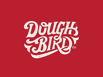 Dough Bird Typography Design bird branding chicken custom typography dough feathers food beverage hand lettering identity design logo design pizza restaurant typography design wings