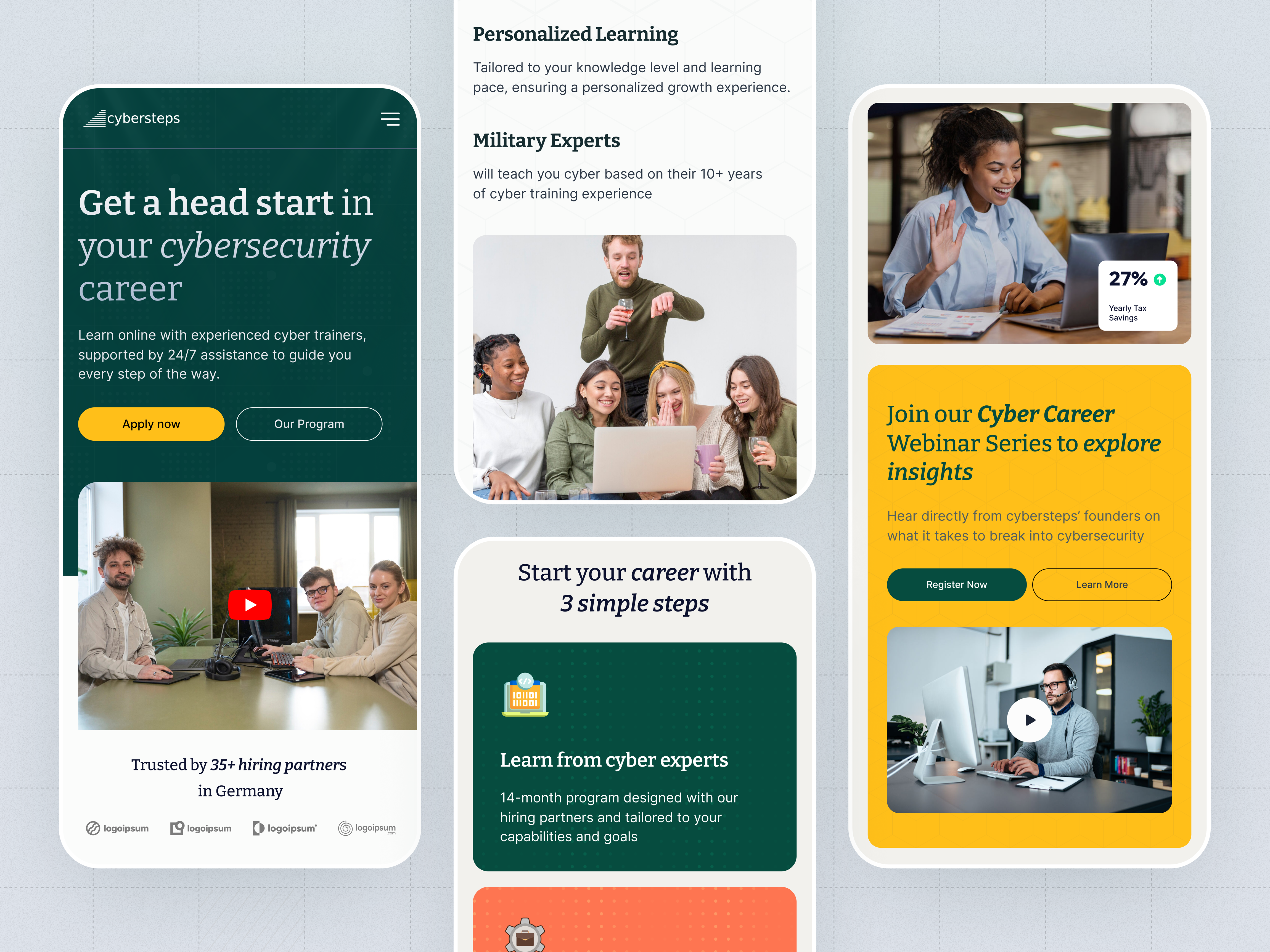 Cybersteps Website Responsive app design appshot clean ui cloud consulting cybersecurity cybersecurity app data analytics homepage design interaction design app landing page learning app lockspace security minimal design network security responsive design responsive version saas saas app technology