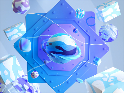 Cosmic Dreams - Frozen Candy 3d ae animation art blue cinema4d cosmic crypto design digitalart dreams frozen illustration motion motion graphics nft octane planets
