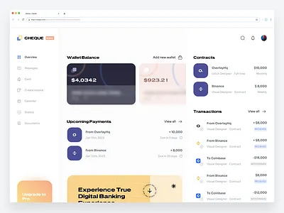 Fintech Web Application - Overview page blockchain dashboard defi design finance fintech investment saving tech ui uiux ux web3 website