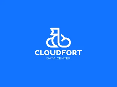 Cloudfort castle cloud data center fort logo logotype minimalism