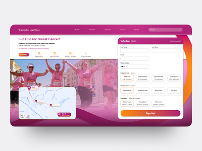 Sign Up to Volunteer - Web Design, Daily UI 001 001 charity clean concept dailyui dailyui001 design desktop figma minimal purple signup ui ux website