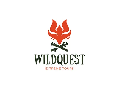 Wildquest character fire fox hike logo logotype nature travel