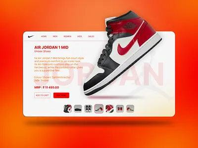 Nike Air Jordan - Minimal UI Design branding graphic design landing page logo nike poster product page ui ux