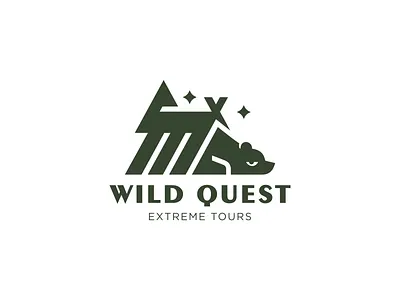 Wild quest bear forest hike logo logotype nature travel wild