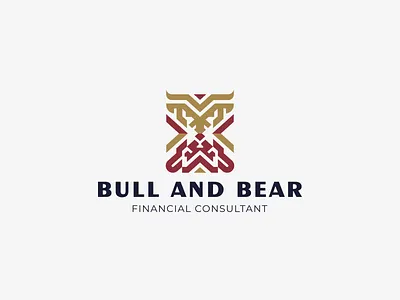 Bull and bear bear bull exchange finance hourglass logo logotype