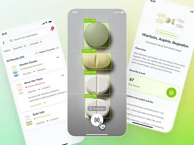 osler v2: AI Virtual Health App - Drug Interaction Checker UIUX ai health companion app ai telehealth app clean digital health ui drug app drug interaction epharmacy app green interaction checker interaction checker app medication app medication tracker app minimal modern pharmacy app smart health app soft telehealth ui kit telemedicine ui kit virtual health app