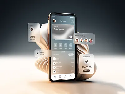 Banking App Mobile UI Concept 3d analytics bank banking card clean ui concept creative finance fintech grassmorphism inspiration minimal mobile app money startup transaction ui ux widgets