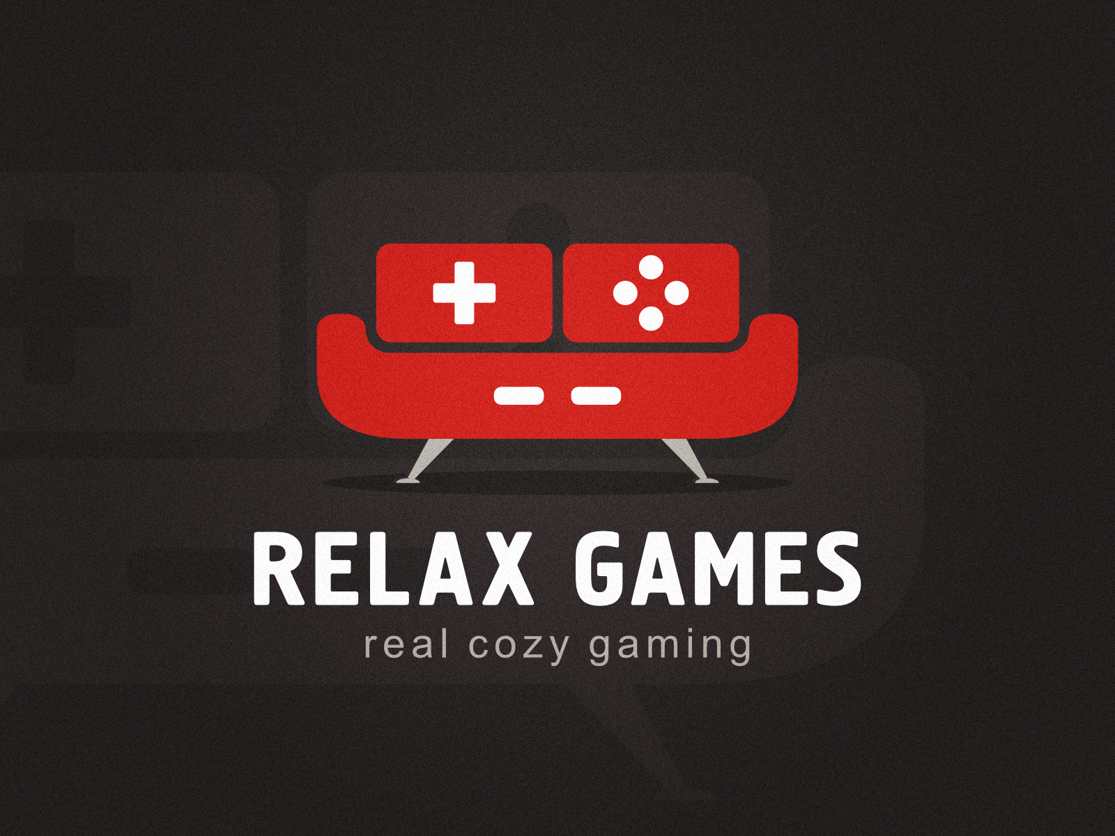 Relax Games | Logo design arrows buttons controller couch cozy design game gamepad gaming joystick logo relax relaxing sofa