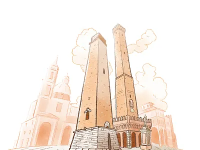 Torri_Bologna bologna illustration italy mural procreate towers