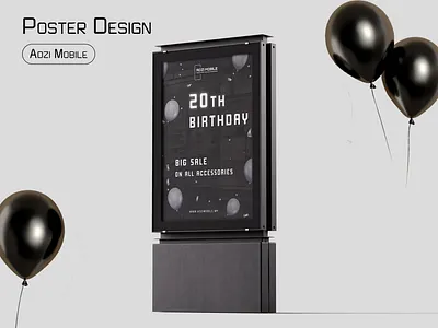 Mobile Shop 20th Birthday Poster Design a4 adobephotoshop balloons birthday black classicolors confeti designer graphic design graphicdesigner mockup modern poster poster design print printdesign quality simple white