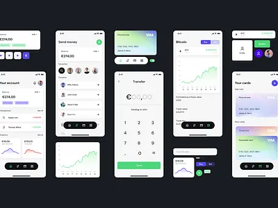 Wallet UI Kit for Finance & Crypto Apps bank banking crypto finance fintech freebie minimal stocks ui ui kit ux wallet
