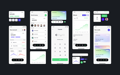 Wallet UI Kit for Finance & Crypto Apps bank banking crypto finance fintech freebie minimal stocks ui ui kit ux wallet