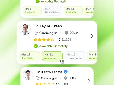 osler v2: AI Telehealth App - Doctor Appointment Card UI ai health companion app ai telehealth app appointment scheduling availability ui clean digital health ui doctor appointment app doctor appointment ui doctor consultation app epharmacy app green minimal modern pharmacy app smart health app soft telehealth ui kit telemedicine ui kit virtual health app virtual healthcare app