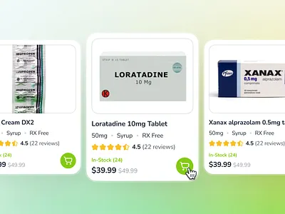 osler v2: AI Telemedicine App - Pharmacy Product Card UI ai health companion app ai telehealth app clean digital health ui epharmacy app green medication tracker app minimal modern pharmacy app pharmacy product pharmacy ui product card ui product listing ui smart health app soft telehealth ui kit telemedicine ui kit virtual health app virtual healthcare app