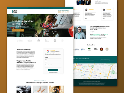 Personal Injury Attorney - Landing Page adobe adobe xd agency attorney branding call to action design design service green illustration landing page law legal logo marketing prototype simple design ui ui design uiux