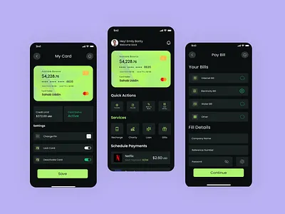 Fintech Mobile App UI Design – Modern & User-Friendly bankingapp darkmode fintech fintechapp graphic design mobileappdesign ui uidesign uiux userexperience uxdesign