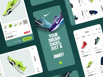 Nike e-Commerce app branding dashboardhome page design illustration logo material ui design mobile app ui uiux trend 2018 web design