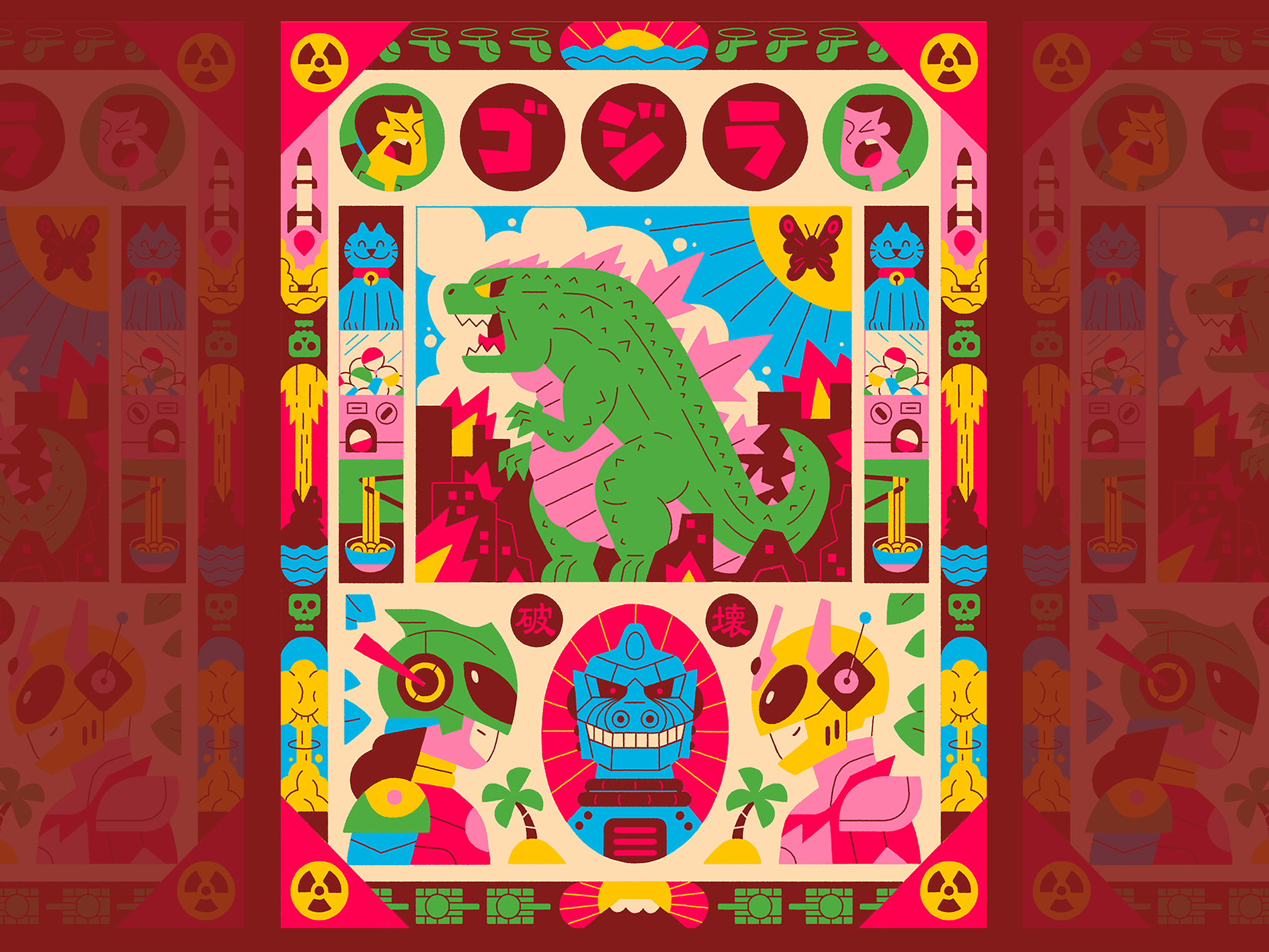 Godzilla artist character freelance godzilla illustration japan monster poster power ranger