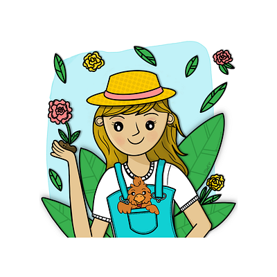Gardening character design illustration spring illustration
