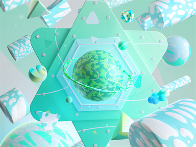 Cosmic Dreams - Mottled Green 3d 3d animation ae aftereffects animation art cinema4d cosmic crypto design digitalart greem illustration motion nft octane planets render surreal vividmotion