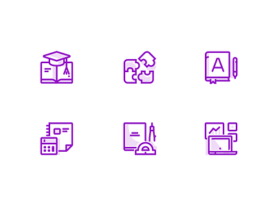 icons for textbook store a bookmark books brand branding calculator cap circular computer design icon identity illustration notebook pack pen pencil protractor puzzle store