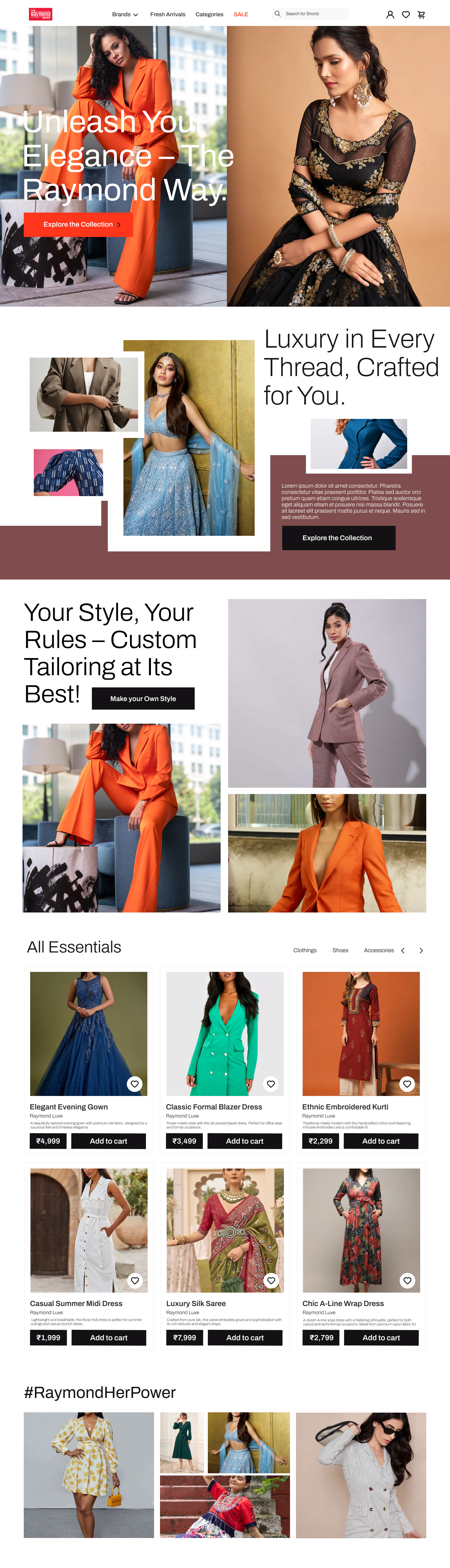 ✨ Raymond Women – Redefining Elegance in Luxury Fashion UI 👗💎 fashiondesign webdesign