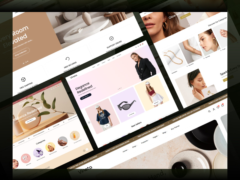 Vineta - Multipurpose eCommerce HTML Template clean customizable ecommerce ecommercepower electronics furniture high performance html modern next.js react shopthefuture skincare user friendly vineta webdesign