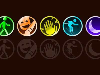 Badges for completed challenges badges branding challenges colorful design graphic design ui