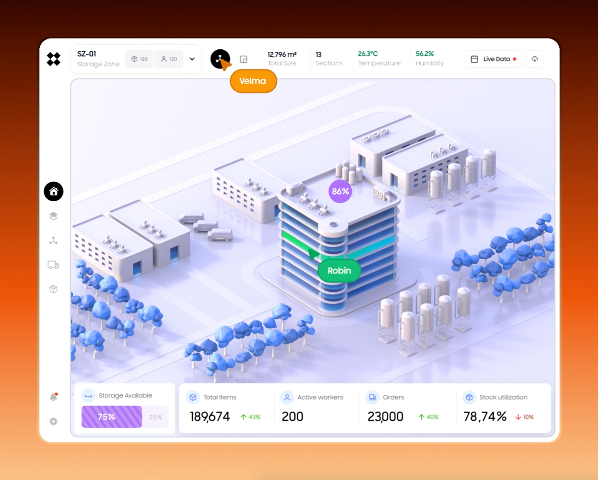 Warehouse management 3d admin animation app dashboard design interface motion graphics product design ui ux