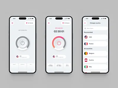 VPN App app clean graphic design mobile modern ui ux vector vpn web design