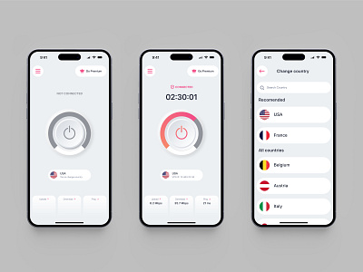 VPN App app clean graphic design mobile modern ui ux vector vpn web design