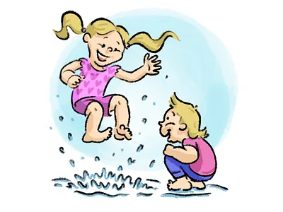 Splashing in a Puddle Illustration childrens book illustration
