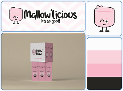 Mallow D Licious branding character logo marshmallow sweet vector