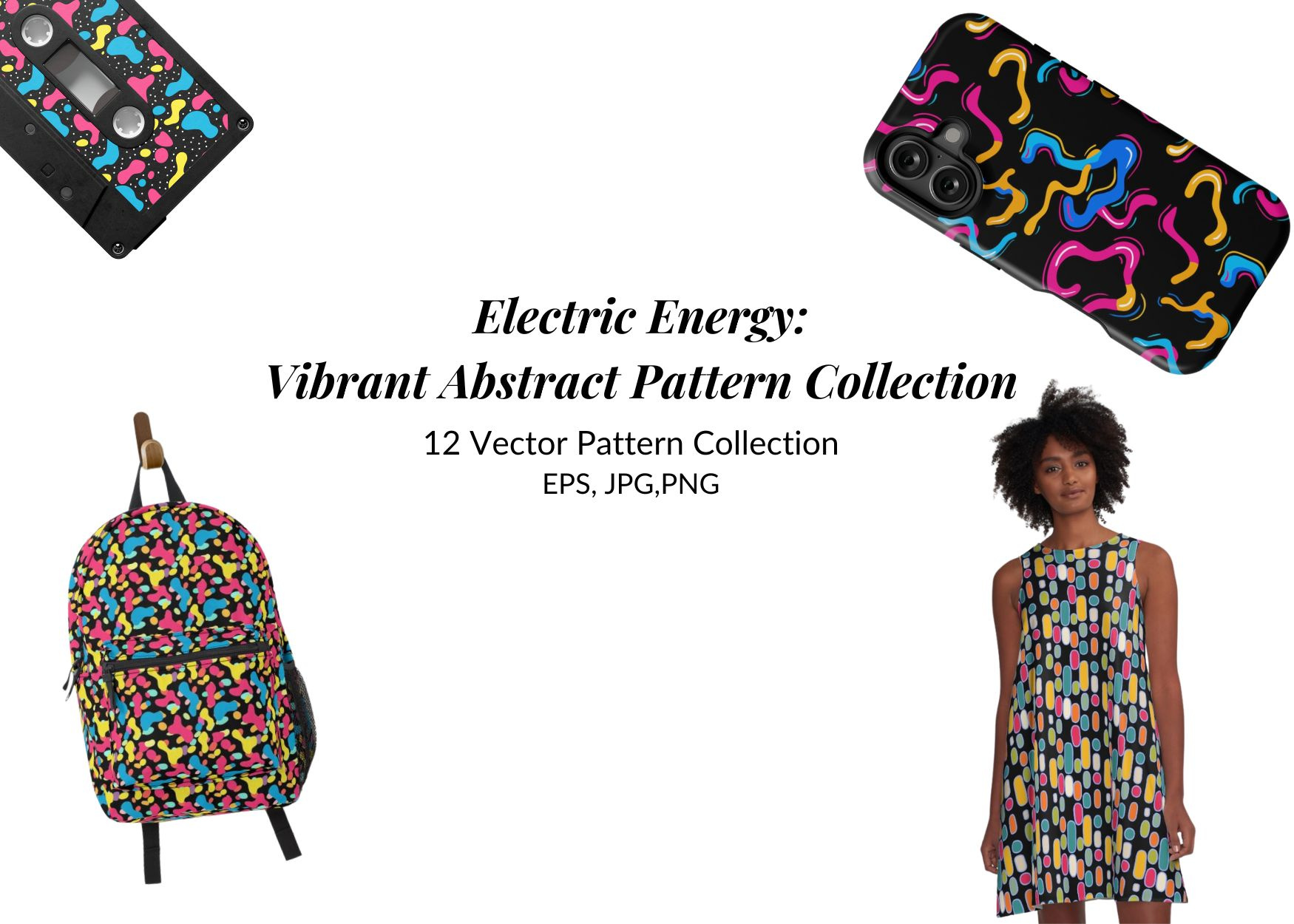 Electric Energy: Vibrant Abstract Pattern Collection 90s