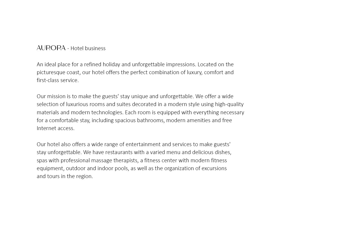 Example of Aurora Hotel Logo Branding