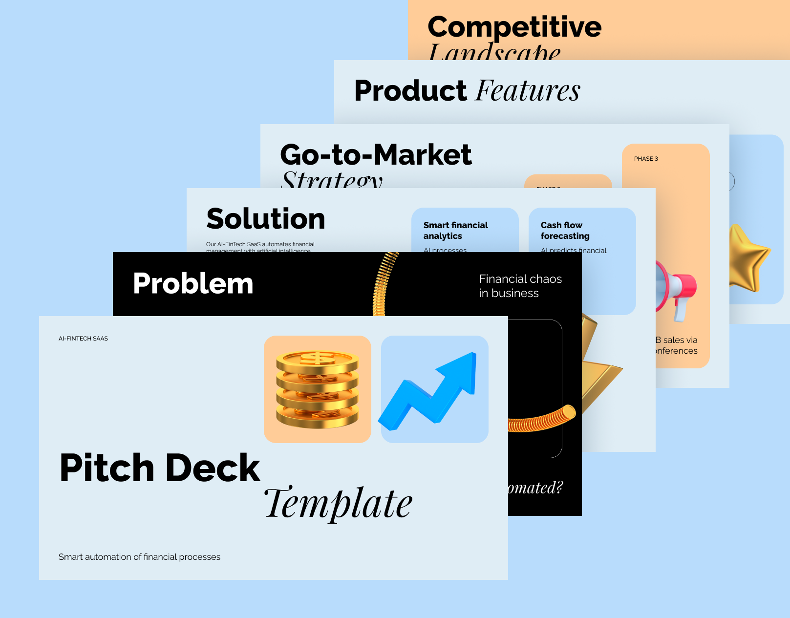 AI-FinTech SaaS Pitch Deck Template 3d render