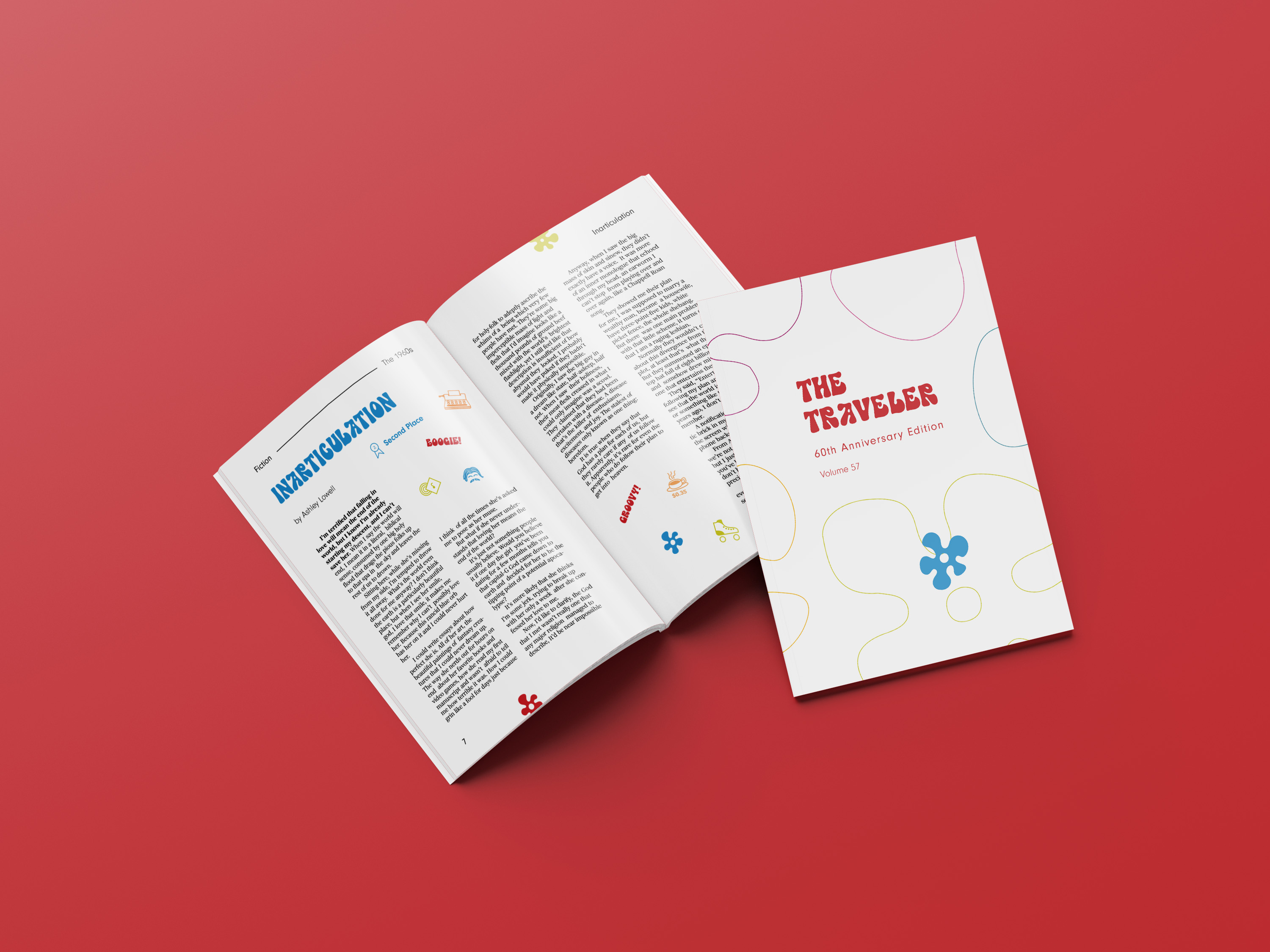 The Traveler | Annual Arts Publication 60s art publication book cover flat flat design flower flowers graphic design groovy layout layout design magazine minimal minimalism mockup print print design typography visual design