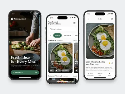 Cooking Mobile App app article cards clean cook design fireart food prep recipe ui ux